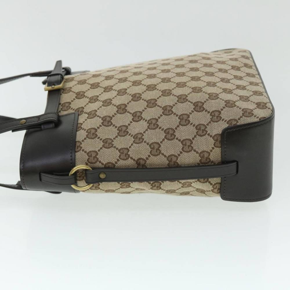 GUCCI Gg Canvas Tote Bag Canvas Leather Beige Brown 107757 Auth Ki3340 - Picture 4 of 16